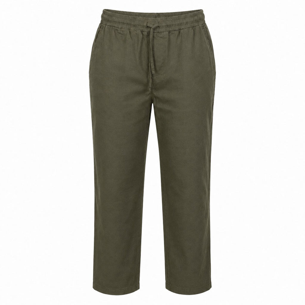 Départ Homme Pantalon en Lin Vert Khaki