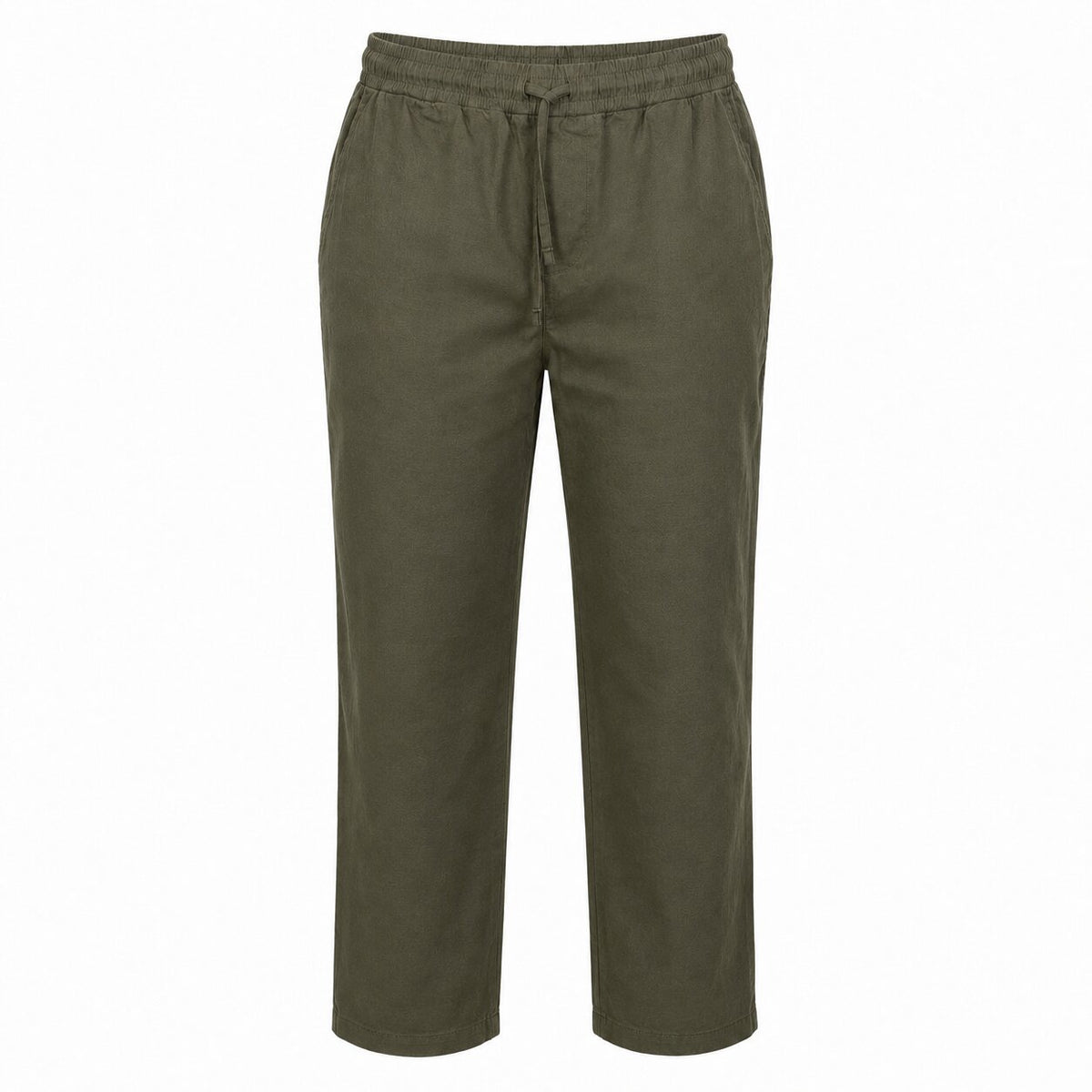 Départ Homme Pantalon en Lin Vert Khaki
