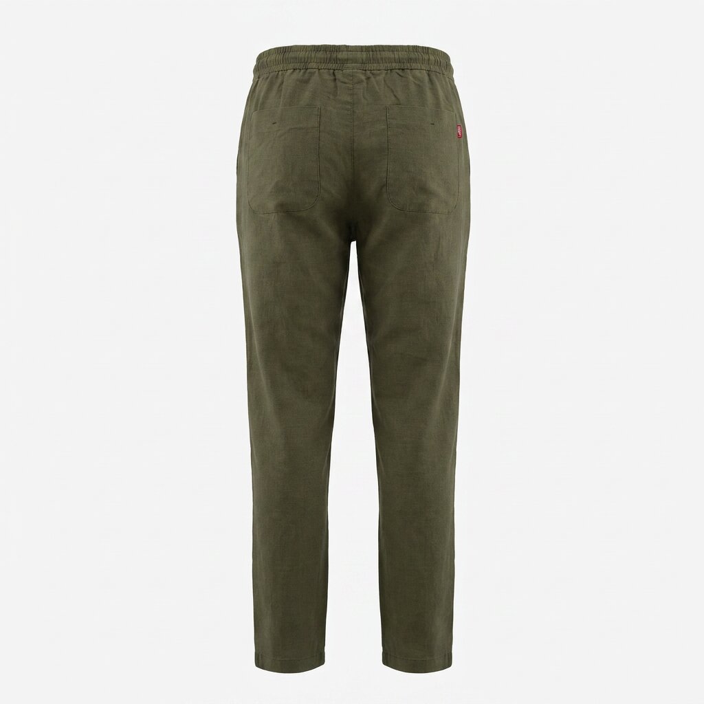 Départ Homme Pantalon en Lin Vert Khaki