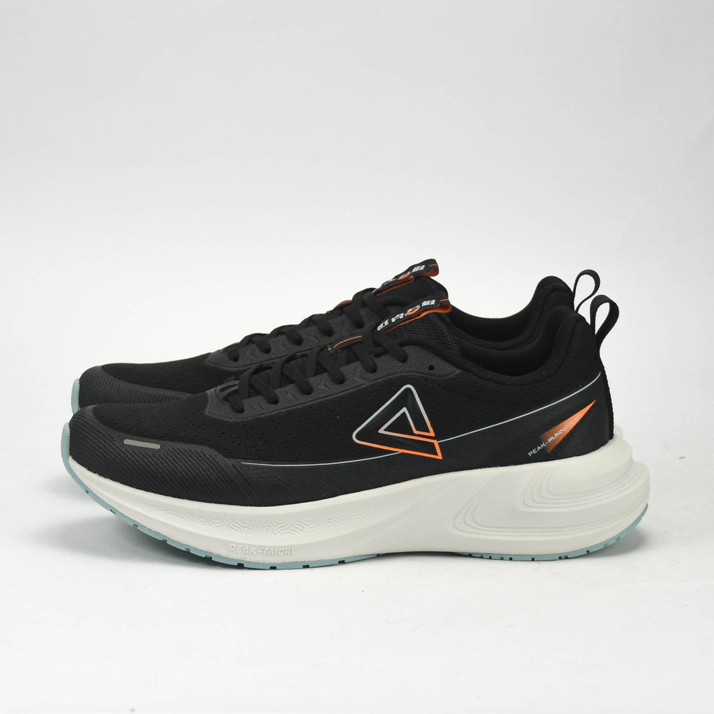 PEAK CUSHION RUNNING SHOES-BLACK/LT.GREY