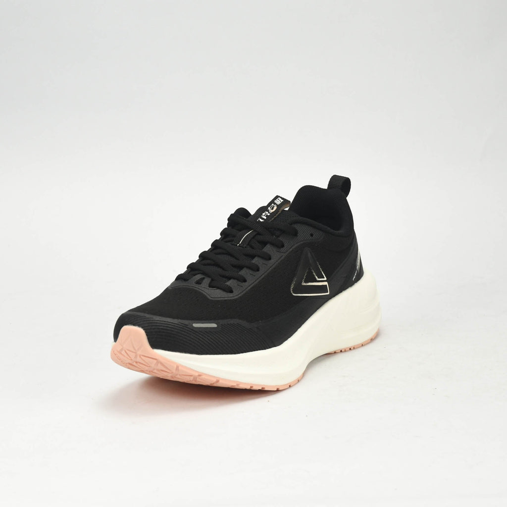 PEAK CUSHION RUNNING SHOES-BLACK/WHITE