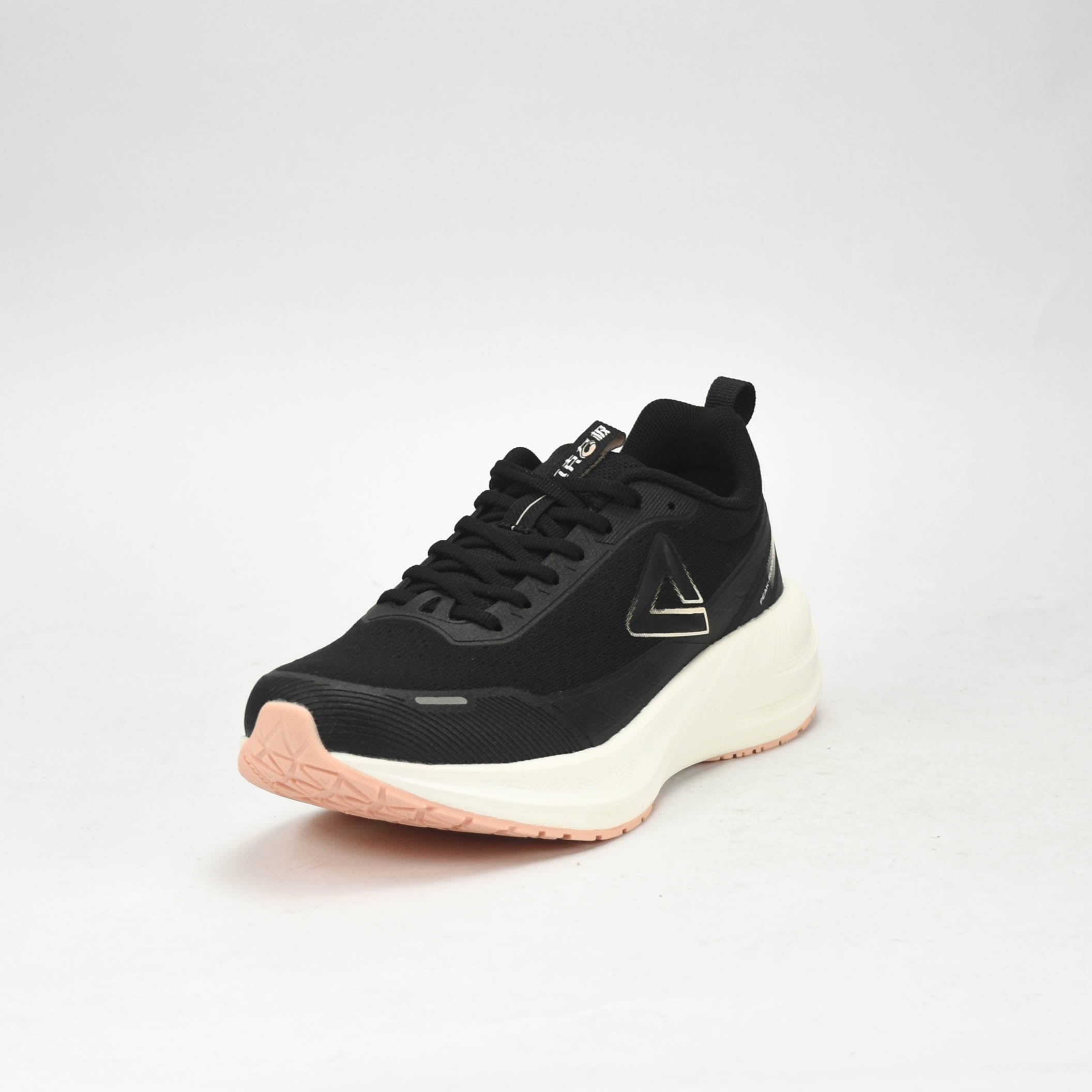 PEAK CUSHION RUNNING SHOES-BLACK/WHITE