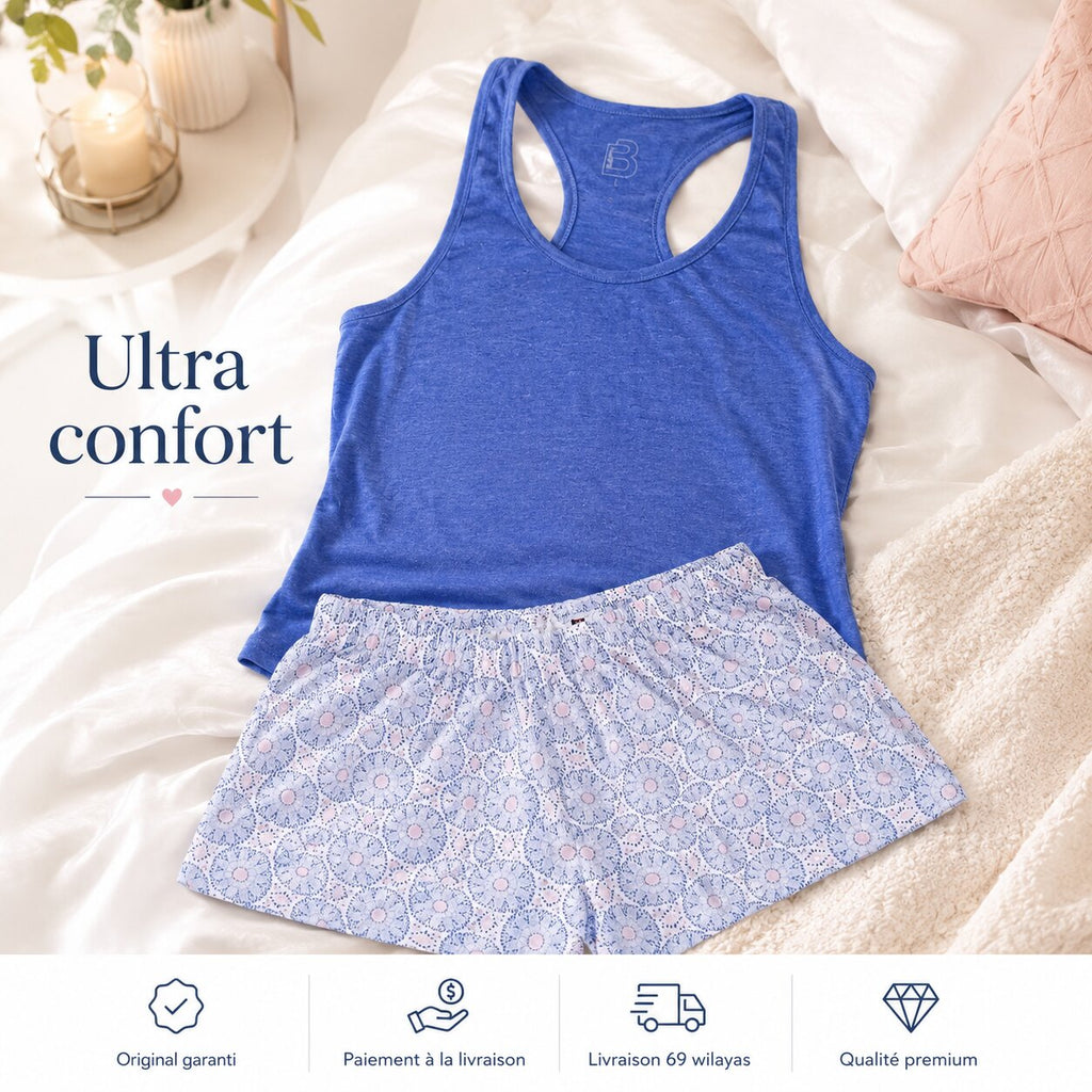 Pyjama d'Été Femme Bleu
