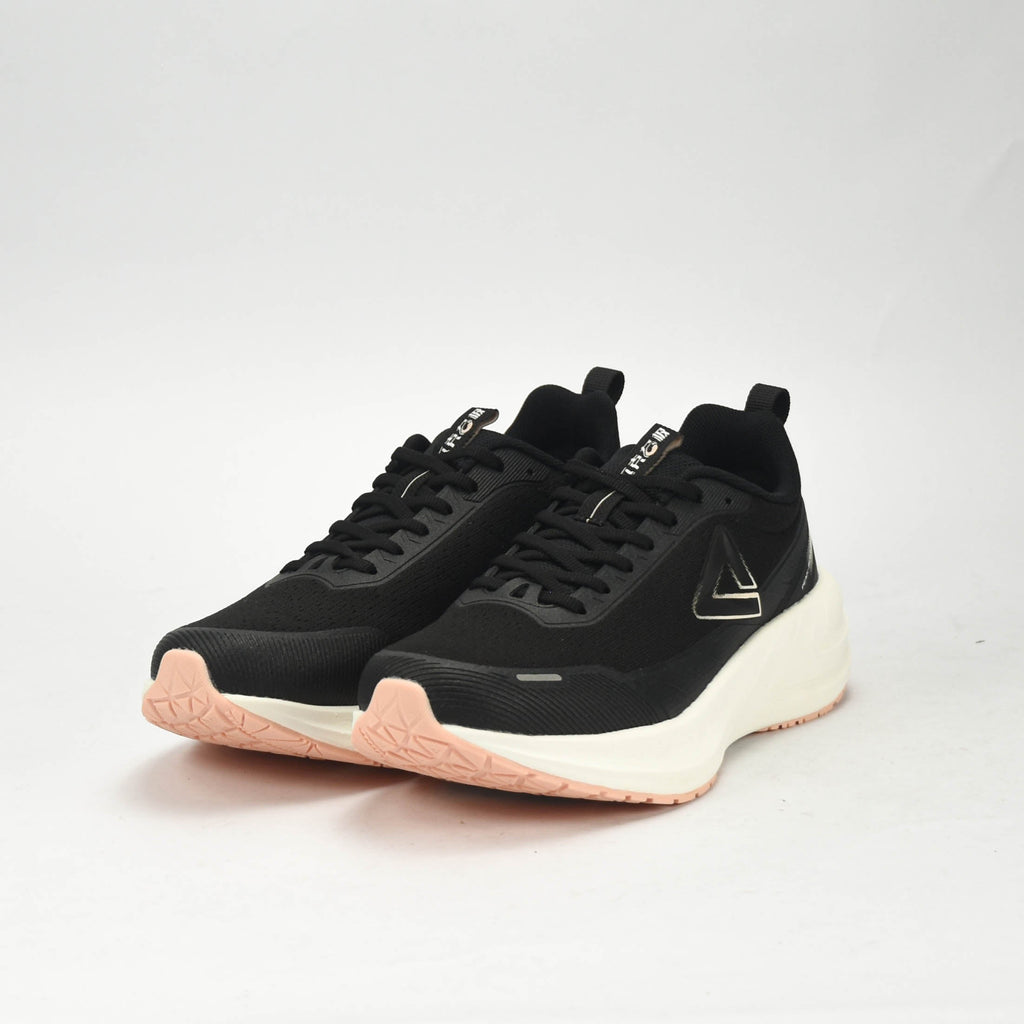 PEAK CUSHION RUNNING SHOES-BLACK/WHITE
