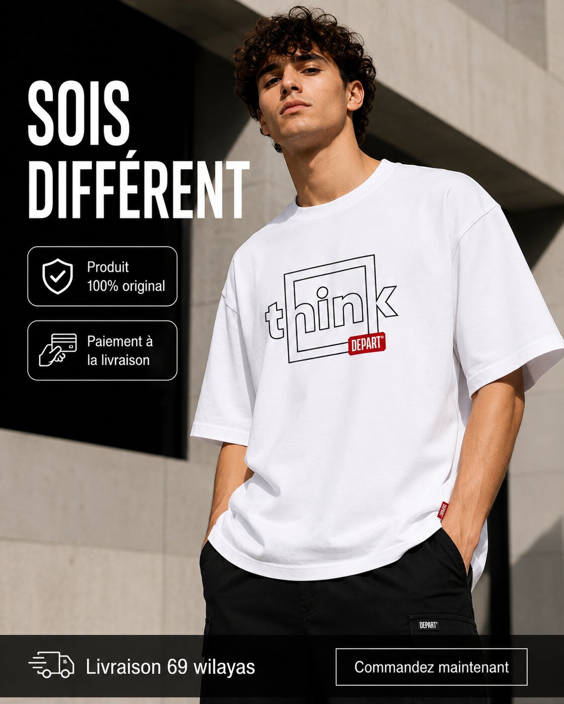 Départ Homme T-shirt Oversize Blanc