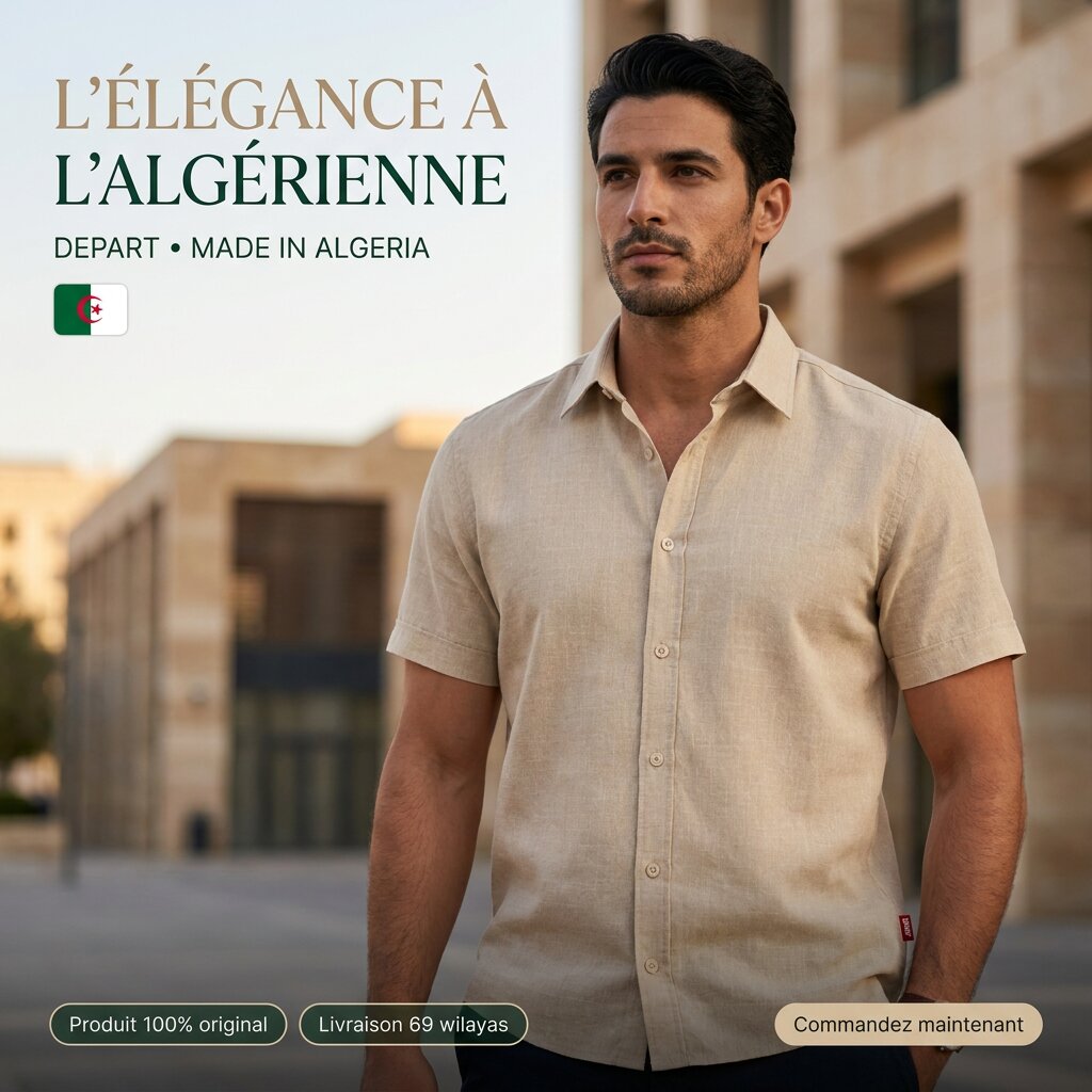 Départ Homme Chemise en Lin Beige