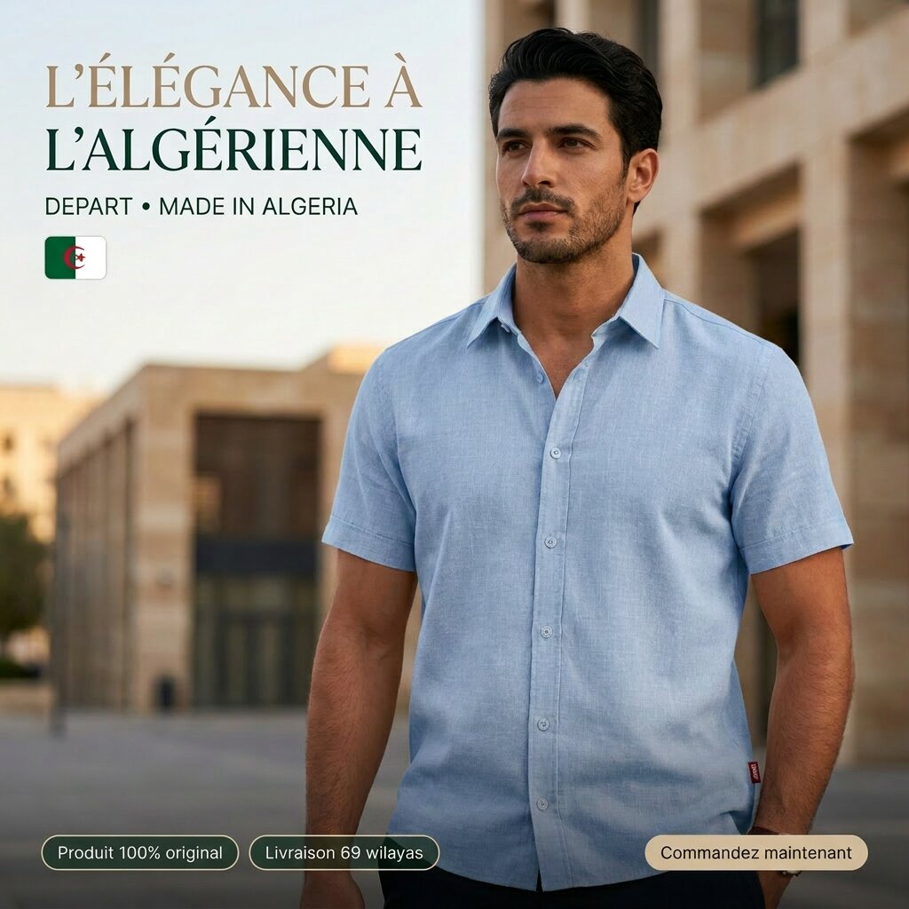 Départ Homme Chemise en Lin Blue