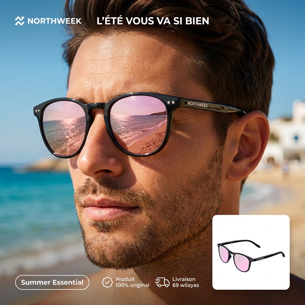 Northweek Wall Shine Black – Rose Gold Polarized Sunglasses
