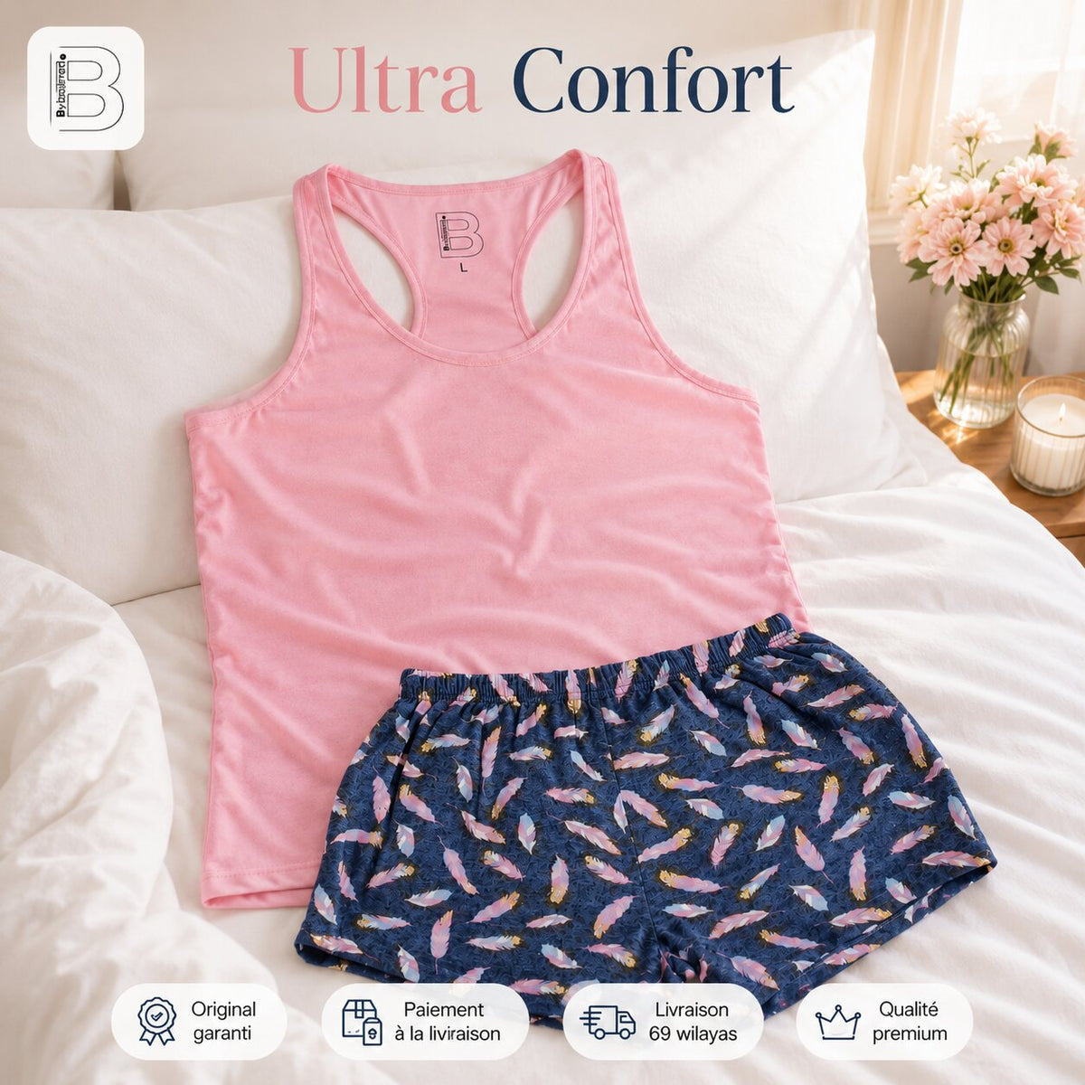 Pyjama d'Été Femme Rose