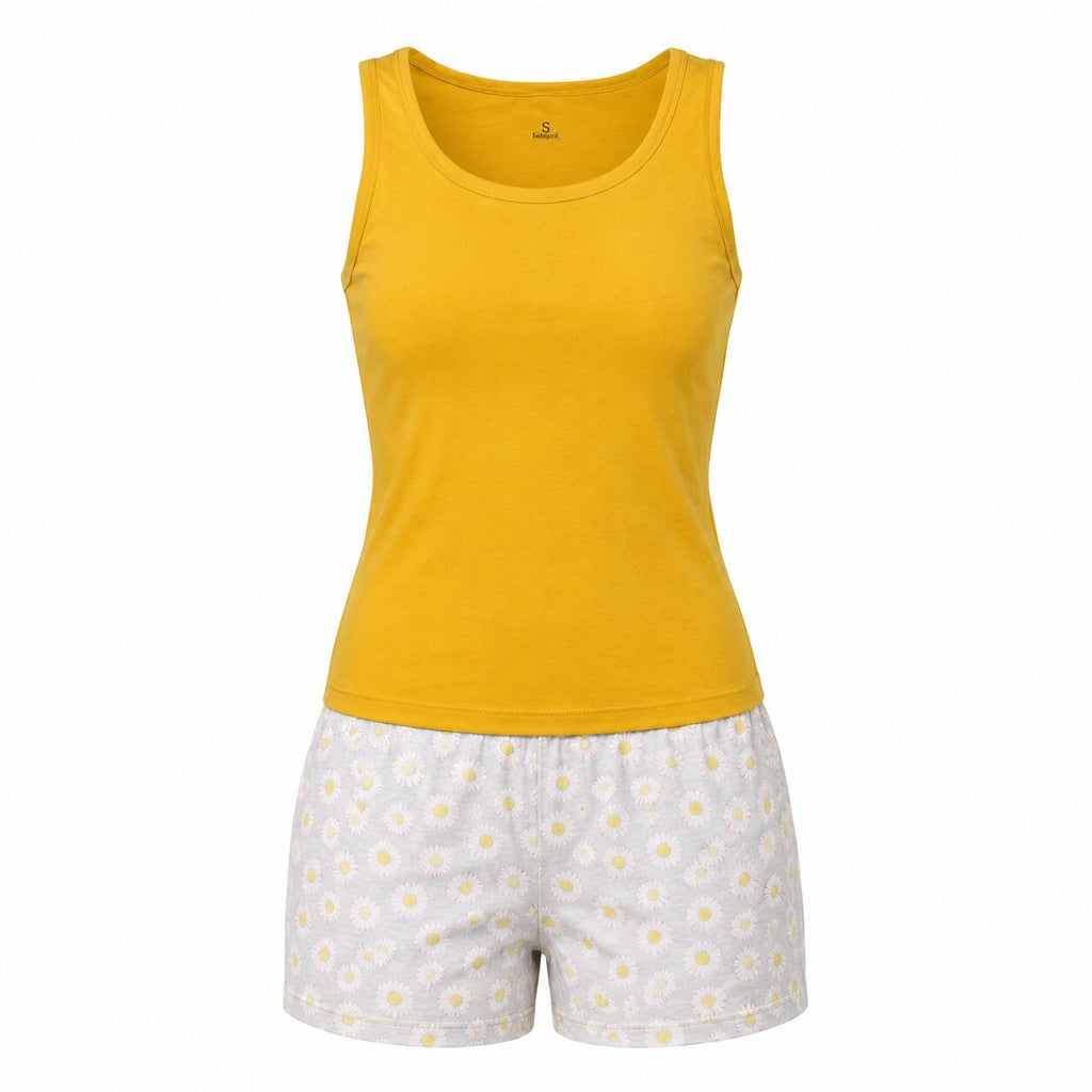 Pyjama d\'Été Femme Jaune