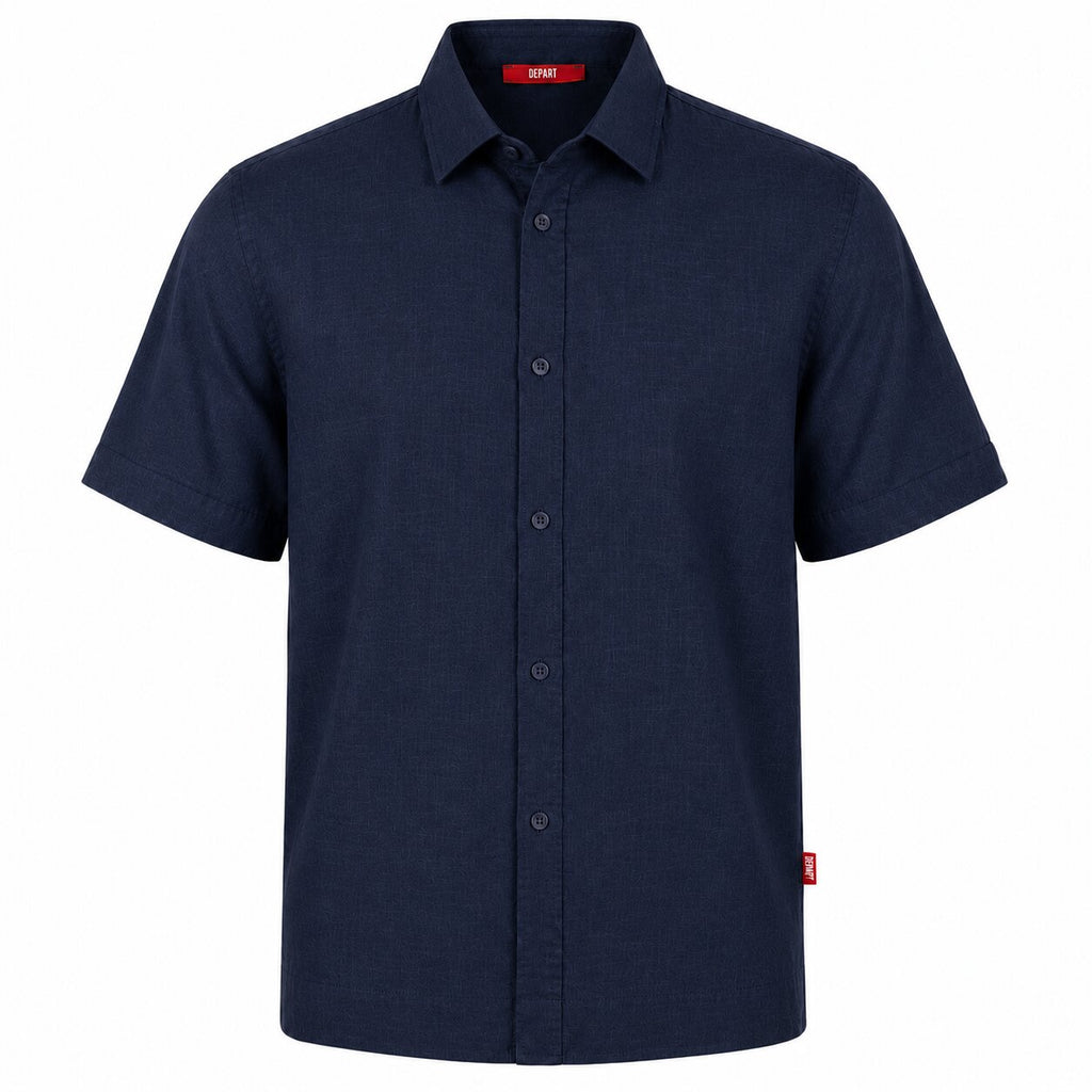 Départ Homme Chemise en Lin Navy