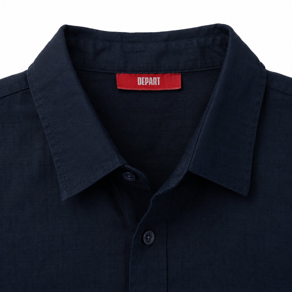 Départ Homme Chemise en Lin Navy