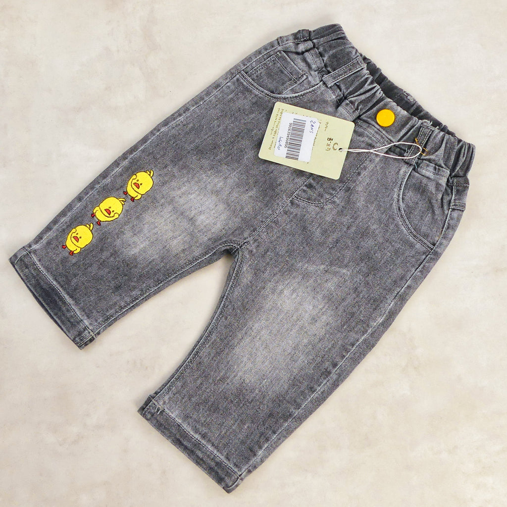 SHORT JEANS noir  MOTIF petits poussins