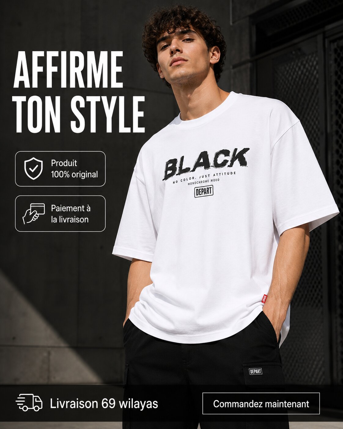 Départ Homme T-shirt Oversize Blanc