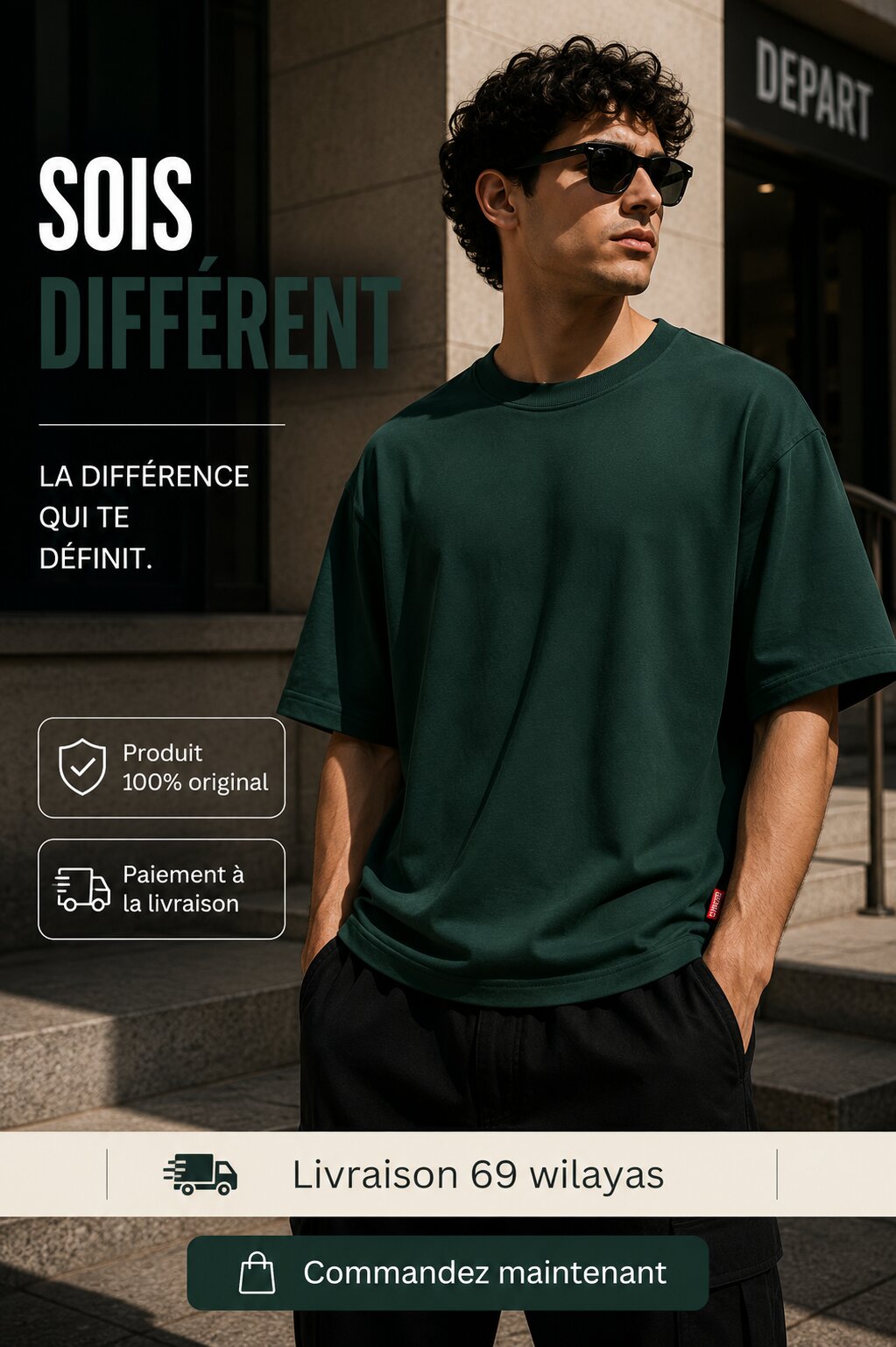 Départ Homme T-shirt Oversize Vert
