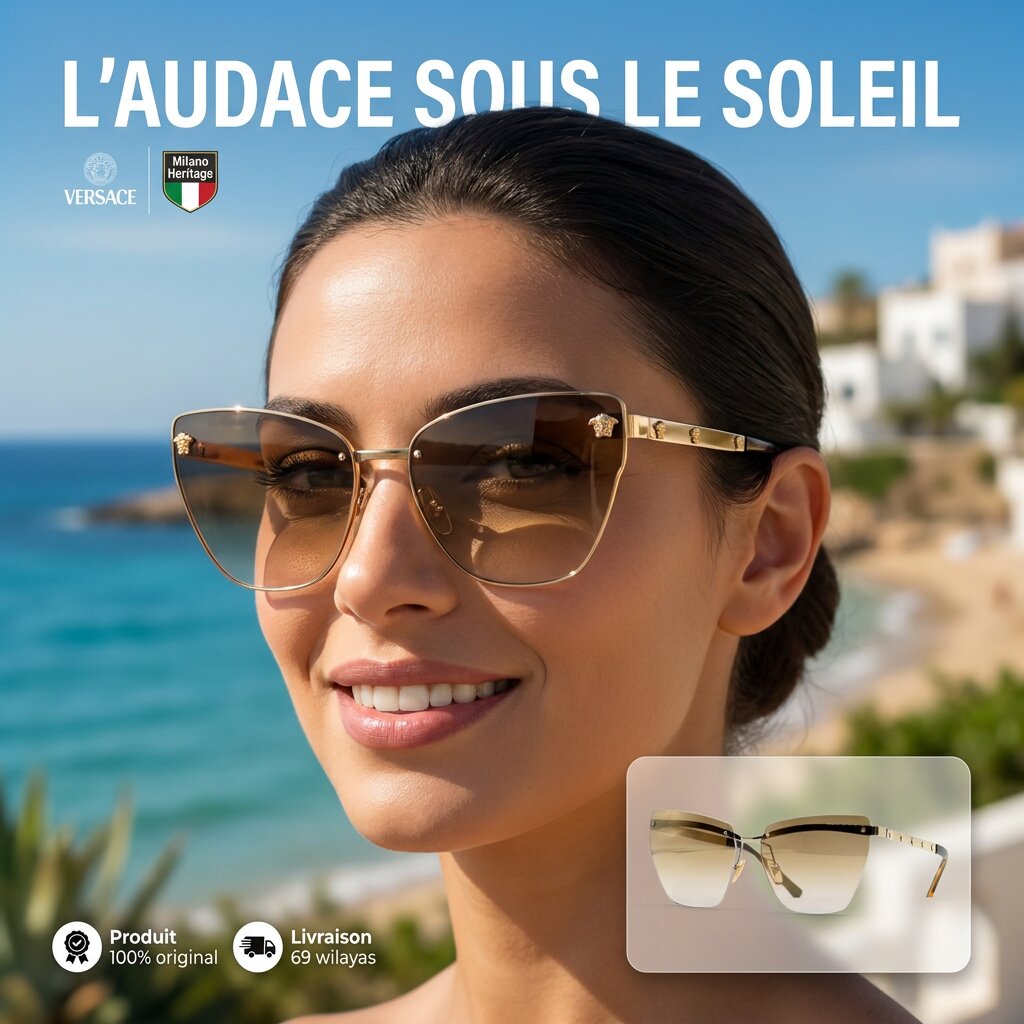 Versace Rimless Metal Sunglasses VE2190