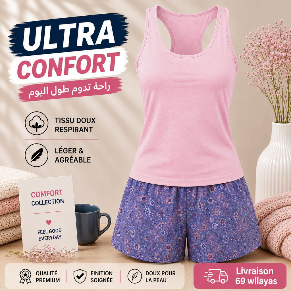 Pyjama d'Été Femme Rose