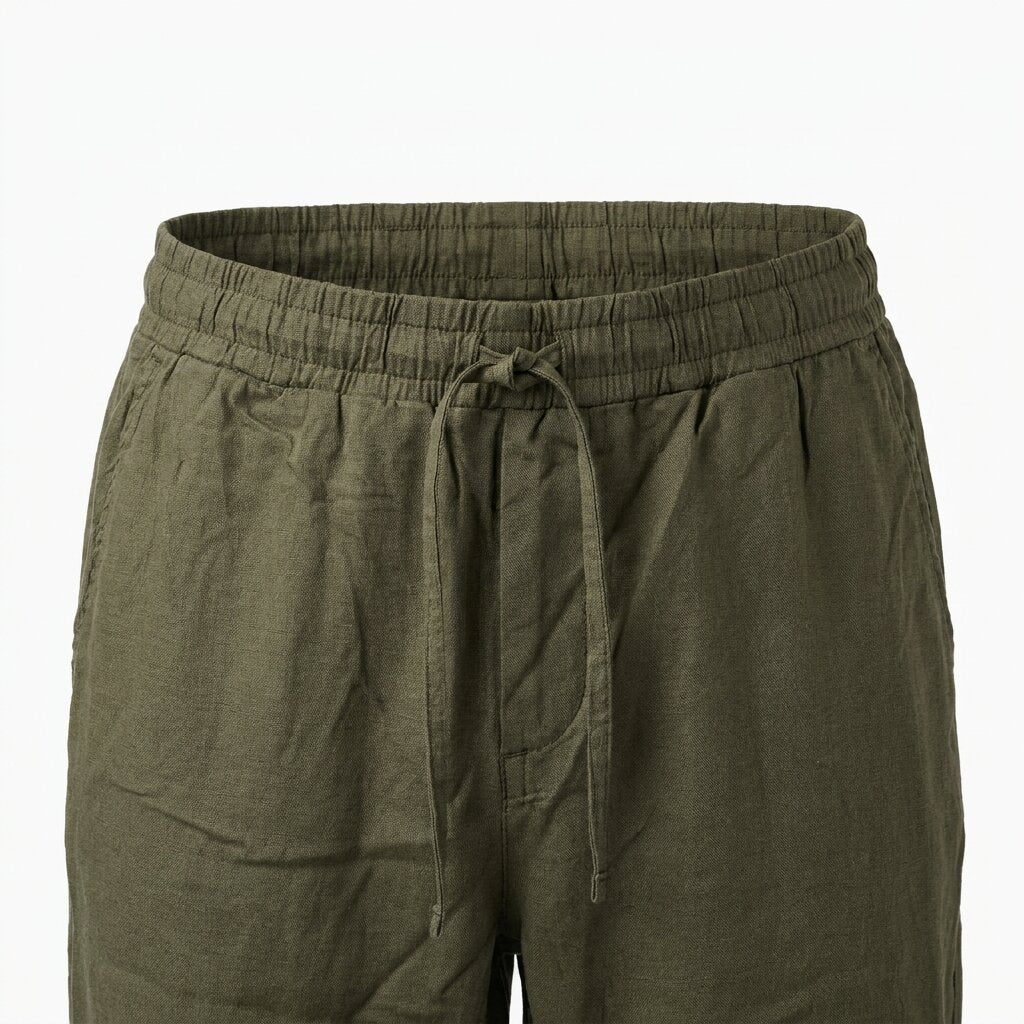 Départ Homme Pantalon en Lin Vert Khaki